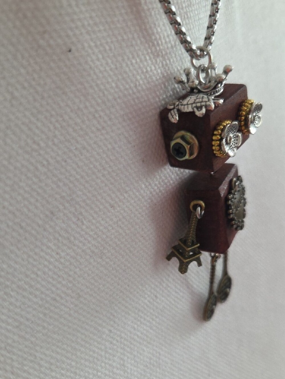 NWOT Steampunk "Love"  Robot Pendant Necklace - Picture 3 of 8
